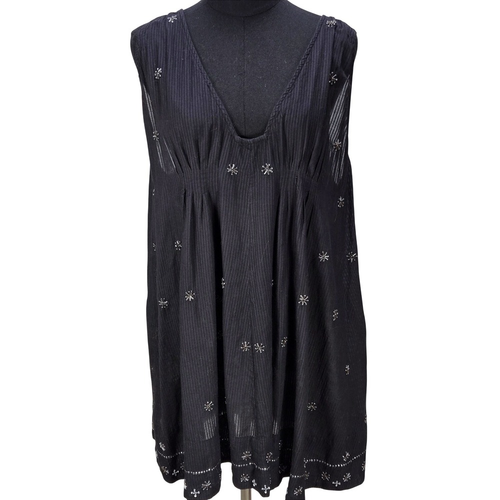 Women's Intimately Free People Medium Crushin On You Black Mini Dress Boho